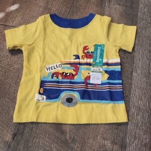 NWT Baby Boys GarAnimals Graphic Tee Shirt Size 6-9M Yellow Blue Crab